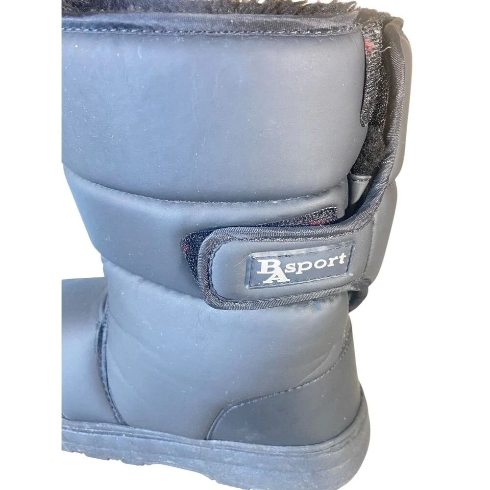 BA Sport Black Puffer Snow Boots Faux Fur Trim Style Travler SZ 11 Rear Closure